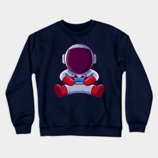 Cute Astronaut Playing Game with Controller Cartoon Crewneck Sweatshirt